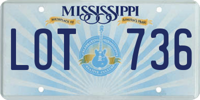 MS license plate LOT736