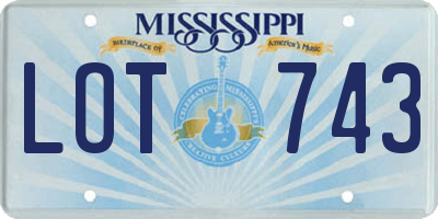 MS license plate LOT743