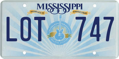 MS license plate LOT747