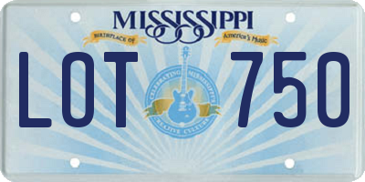 MS license plate LOT750