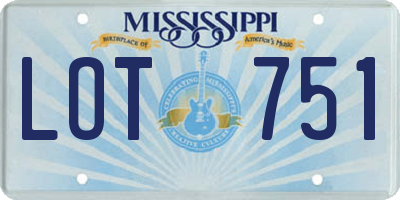 MS license plate LOT751