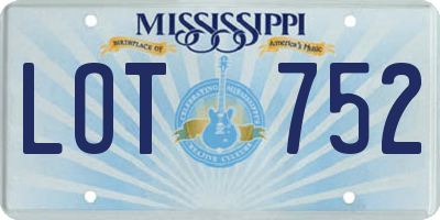 MS license plate LOT752