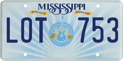 MS license plate LOT753