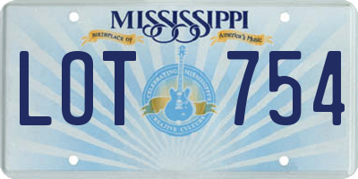 MS license plate LOT754