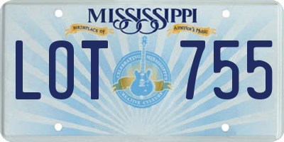 MS license plate LOT755