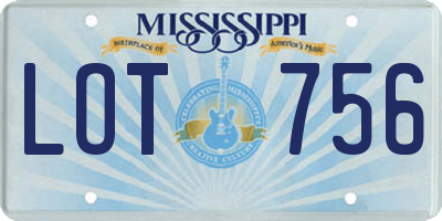 MS license plate LOT756