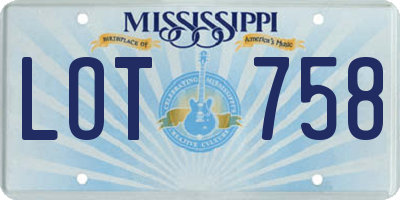 MS license plate LOT758