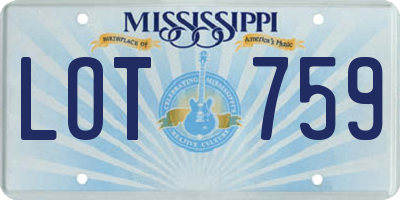 MS license plate LOT759
