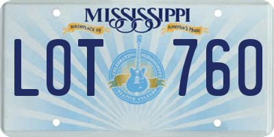 MS license plate LOT760
