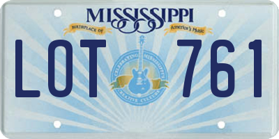 MS license plate LOT761