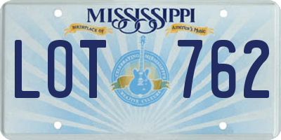 MS license plate LOT762