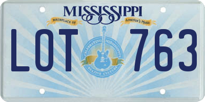 MS license plate LOT763