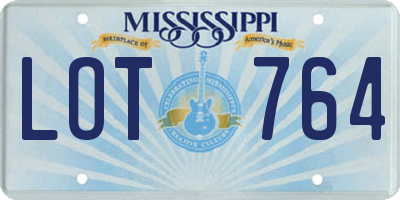 MS license plate LOT764