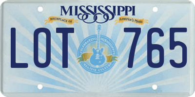 MS license plate LOT765