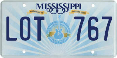 MS license plate LOT767