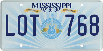 MS license plate LOT768