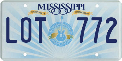 MS license plate LOT772