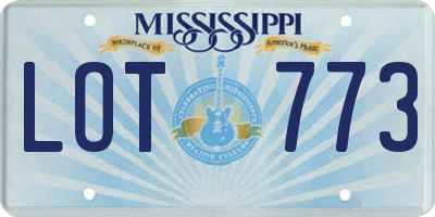 MS license plate LOT773