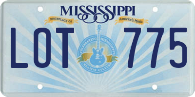 MS license plate LOT775