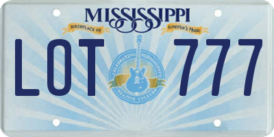 MS license plate LOT777