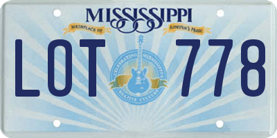 MS license plate LOT778
