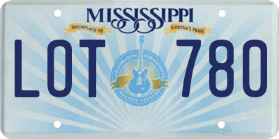 MS license plate LOT780