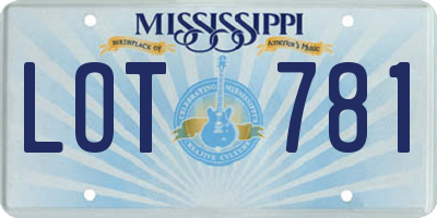 MS license plate LOT781
