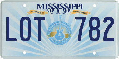 MS license plate LOT782