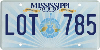 MS license plate LOT785