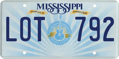 MS license plate LOT792