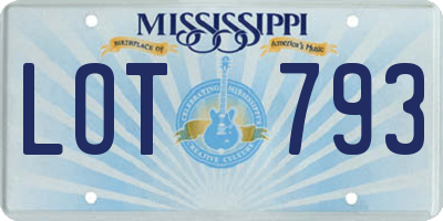 MS license plate LOT793