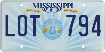 MS license plate LOT794