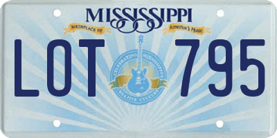MS license plate LOT795