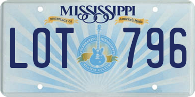 MS license plate LOT796