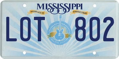 MS license plate LOT802