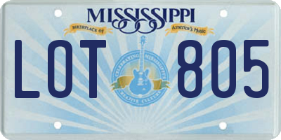 MS license plate LOT805