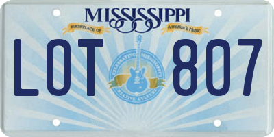 MS license plate LOT807