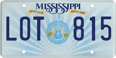 MS license plate LOT815