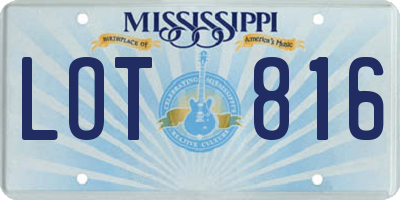 MS license plate LOT816