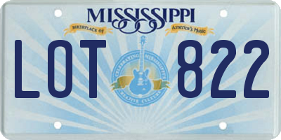 MS license plate LOT822