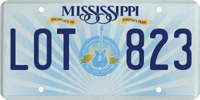 MS license plate LOT823