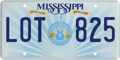 MS license plate LOT825