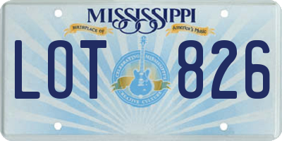 MS license plate LOT826