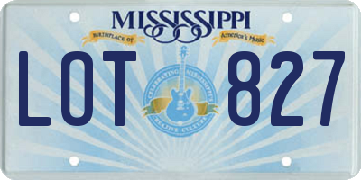 MS license plate LOT827