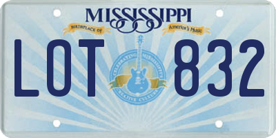 MS license plate LOT832