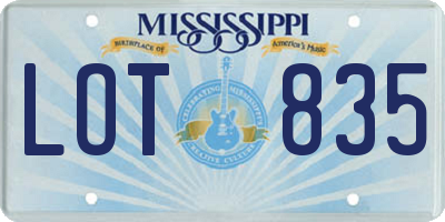 MS license plate LOT835