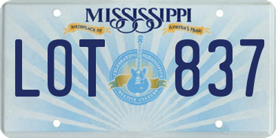 MS license plate LOT837