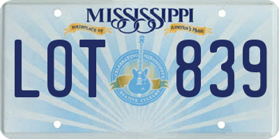 MS license plate LOT839