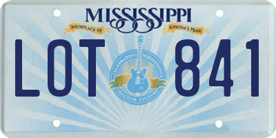 MS license plate LOT841