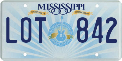 MS license plate LOT842